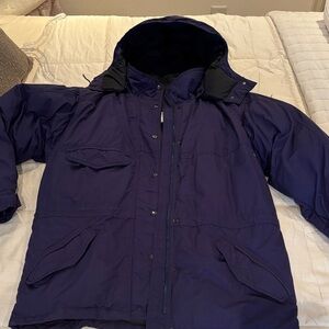 Vintage The North Face Men's purple/ black Hooded goose down Puffer Jacket